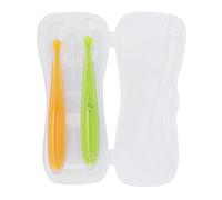 2 pièces cuillères en silicone pour bébé, cuillères pour bébé avec boîte pour l'alimentation du bébé et le sevrage des nourrissons de plus de 4 mois(jaune et vert)