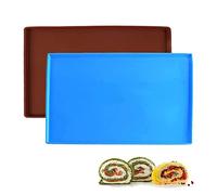 2 Pièces Cuisson Plateau en Silicone, Plaque à Pâtisserie en Silicone, Tapis de Cuisson Silicone, Tapis Rouleau Gâteau, Plateau Rouleau Suisse Silicone, pour Faire Petits Pains, Biscuits (2 Couleurs)