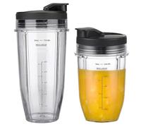 2 Pièces Cup Gobelet de Remplacement et Couvercle pour Ninja Blender Mixeur Auto-iQ BN750EU BN495EU BN800EU TB301EU TB401EU CB100EU CB350EU, Blender Bol en Verre Ninja Pièces de Rechange de Tasse