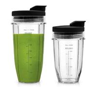 2 Pièces Cups Gobelets de Rechange pour Ninja Mixeur BN750EU BN495EU BN800EU CB350EU CB150EU CB100EU BN751 BN801 BL480, pour Ninja Blender Gobelet Smoothie Accessories (710ml & 530ml)
