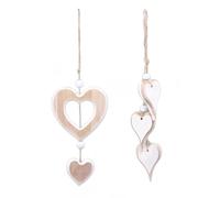 2 pièces Cœur en Bois Decoration, Cœur Décoratif en Bois à Suspendre, Décoration de Fenêtre, Décoration à Suspendre, Cœurs Décoratifs pour Mariage,Cadeau de fête des mères Saint Valentin