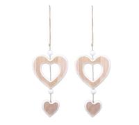 2 pièces Cœur en Bois Decoration, Cœur Décoratif en Bois à Suspendre, Décoration de Fenêtre, Décoration à Suspendre, Cœurs Décoratifs pour Mariage, Cadeau de fête des mères Saint Valentin