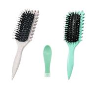 2 Pièces Curl Defining Brush, Brosse à Cheveux Bou s, Curl Defining Brush, Brosse De Coiffage Pour Démêler, Poils De Sanglier Pour Définir, Définition Du Rebond Pour Homme Et Femme(Gris Et Vert)
