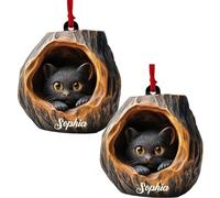 2 Pieces Cute Raccoon Christmas Pendants, Forests Animals Christmas Ornaments, 2D Acrylic Hanging Ornaments, Animal Pattern Christmas Tree Decorations for Home Walls Doors Offices