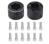 2 pièces d’adaptateur d’élargissement de moyeu hexagonal en laiton noir pour roue, adaptateur de jante de roue RC de 1,9 à 2,2 pouces avec contrepoids lourd, pour SCX10 Capra (15mm)