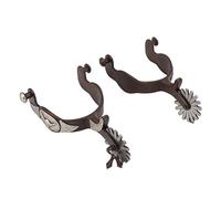 2 pièces d’éperons de Cheval Style Cowboy, éperons d’équitation, éperons rétro en Acier Carbone antirouille avec icône de Vache pour Bottes de Cheval, éperon à Talon en Forme de U