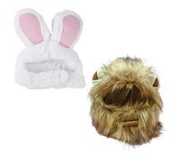 2 pièces d'accessoires pour Animaux Amusants, Coiffe crinière de Lion et Coiffe de Lapin, adaptés aux Petits Chiens et Chats, idéaux pour Le Cosplay d'halloween et Les fêtes de Carnaval