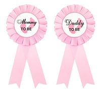 2 Pièces Daddy And Mom Be Badge à Épingle en Fer Blanc Bouton à Épingles de Fête de Révélation Cadeaux de Nouveau Papa Maman pour Célébration de Fête Baby Shower (Rose)