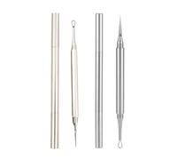 2 Pièces D'Aiguilles Contre L'Acné, Outils De Beauté De 12, 8 Cm, Dispositif De Nettoyage Des Points Noirs, Kit De Nettoyage Pour Soins De La Peau (Or, Argent).