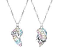 2 Pièces D'amitié Collier Bff Pendentif en Forme de Coeur Collier Amitié Ensembles pour l'anniversaire des Femmes,Amitié Pendentif Collier Ensemble Meilleurs Amis Collier BFF Cadeau pour Garçon Fille