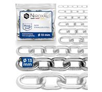 2 pièces de 100-cm = 1-mètre 13-mm d'épaisseur de chaîne en acier inoxydable à maillons courts V4A lien court de NietFullThings en un seul morceau chaîne d'ancrage DIN 5685 DIN 766 1-m
