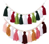 2 pièces de 100cm de couleur mélangée Guirlande de houppes Bannière de houppes décorative Tenture murale pour la décoration de la maison Mariage Anniversaire Baby Shower Party Supplies, pré-assemblé