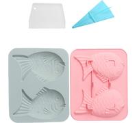 2 pièces de 2 grands moules en caoutchouc pour le poisson et le chocolat Moules à pâtisserie en silicone antiadhésifs Pour la fabrication de glaçons Savon pour gelée et chocolat Pour le moulage de bon
