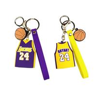2 Pièces De 24 Jersey Key Federation, Creative Keychain, Sports Game -Souvennir, Fan Fan Fan De Basket-Fanesk (Jaune, Violet).