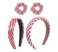 2 Pièces De Bandes De Cheveux Larges Pour Femmes Et 2 Bagues À Cheveux À Carreaux, Accessoires De Cheveux Rétro, Accessoires De Décoration De Coiffure.
