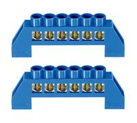 2 pièces de barre de borne neutre à 6 positions en laiton avec borne à vis pour câble, barre de bus, bloc de borne, bande de mise à la terre, coque bleue pour distribution électrique