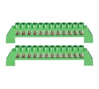 2 pièces de barre de mise à la terre à bornes 12 positions en laiton avec vis pour fil, barre de bus à bornes, bande de mise à la terre avec coque verte pour distribution électrique
