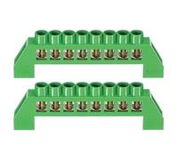 2 pièces de barre de mise à la terre terminale 8 positions en laiton, barre de bus à vis en fil, bloc de mise à la terre, enveloppe verte pour distribution électrique