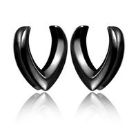 2 Pièces de Bouchons de Tunnels d'Oreille en Acier Inoxydable 8 - 25mm - Élargisseur d'Oreille en Style Selle - Boucles d'Oreilles Perforées Punk en Acier Titane Anti - Allergie(Black,16mm (5/8"))