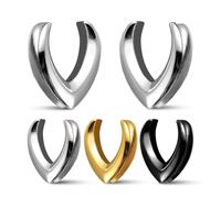 2 Pièces de Bouchons de Tunnels d'Oreille en Acier Inoxydable 8 - 25mm - Élargisseur d'Oreille en Style Selle - Boucles d'Oreilles Perforées Punk en Acier Titane Anti - Allergie(Silver,22mm (7/8"))