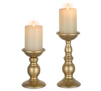 2 pièces de bougeoirs dorés pour bougies pilier, bougeoir doré idéal pour bougies pilier de 7,6 cm, cadeaux pour mariage, fête, maison, spa, Reiki, bougie votive (S + L)