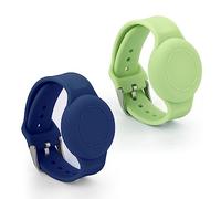 2 Pièces de Bracelet pour Enfants Airtag, en Silicone Léger Étanche pour Apple Air Tag, Souple Réglable pour Suivi GPS (Bleu Foncé, Vert Clair)