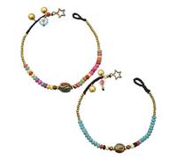 2 Pièces De Bracelets Tissés, Bracelets De Perles De Cuivre, Bracelets Rétro De Style Ethnique, Bracelets De Cheville De Plage D'Été, Bijoux Pour Femmes Et Filles