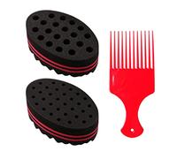 2 pièces de brosse éponge ovale pour cheveux bouclés, brosse éponge pour cheveux bouclés, avec 1 peigne de coiffage, brosse à cheveux double face à double usage avec trou.