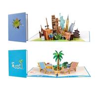 2 Pièces De Carte De Voeux 3D, Carte De Voeux Créative, Carte De Voeux Sur Le Thème Du Voyage, Carte De Voeux Pop-Up, Carte De Voeux De Bénédiction.