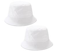 2 pièces de Chapeaux de pêcheur Blancs, Chapeaux de Bassin à Dessus Plat, Chapeaux de pêcheur Simples de Couleur Unie, Chapeaux de Protection Solaire d'extérieur d'été