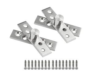 2 pièces de charnières de porte pivotantes à 360°, charnières de pivot de centre de porte en acier inoxydable à rotation cachée, charnière pivotante dissimulée à usage intensif (75 x 17 mm)