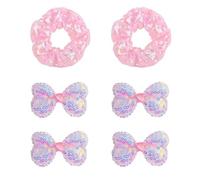 2 Pièces De Cheveux À Paillettes Et 4 Pièces De Pièces, Accessoires De Cheveux Doux Mignons, Anneaux De Cheveux Élastiques, Décorations De Coiffure.