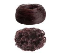 2 Pièces De Cheveux Brun Foncé, Créatifs Et Élés, Élastique Extensible, Perruques Moelleuses Pour Femmes, Accessoires De Pain À Vêtements.
