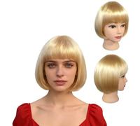 2 Pièces De Cheveux Courts En Or Clair, Tête À Bascule Avec Perruque De Frange, Accessoires De Cheveux À La Mode Et Pratiques, Adaptés Aux Fêtes, Fêtes De Noël Et Autres Scènes.