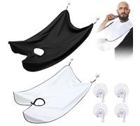 2 pièces de chiffon à raser avec 4 ventouses, cape à raser, peignoir de soins de salon, rasage, coupe de cheveux, tablier de rasage imperméable (noir, blanc)
