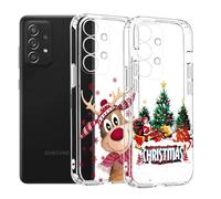 2 pièces de coque pour téléphone portable pour Samsung Galaxy A53 5G en silicone avec éléments de Noël, MoEvn Coque transparente mince et souple résistante aux chocs pour Samsung A53, motif arbre de