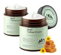 2 pièces de Crème à la Suif de Boeuf Bio (Suif de Boeuf) et Miel (240g/8.4oz) | Texture Fouettée Léger pour Visage et Corps | Hydratation Intense, Formule Non Comédogène
