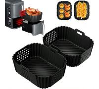2 pièces de doublure en silicone pour friteuse à air pour friteuse à double pile XL 9,5 l SL400UK, accessoires de friteuse à air pour Foodi Max Dual Zone AF400EU / AF300EU 7,5 l, plateaux de friteuse 