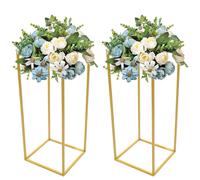 2 pièces de fleur pilier métallique arrangement floral pour mariage dîner pièce maîtresse or 25*25*60cm