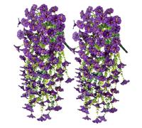 2 pièces de fleurs artificielles d’extérieur de 75 cm, fleurs artificielles suspendues, plantes artificielles d’extérieur, fausses paniers suspendus, fleurs artificielles résistantes aux UV sans
