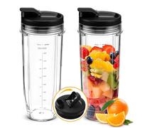 2 pièces de gobelets de rechange de 32 oz avec couvercle Sip & Seal compatibles avec les mixeurs Nutri Ninja BL450, BL454, BL455, BL456, BL480, BL481, BL482, BL490, BL640, BL642, BL682, SS101, SS401