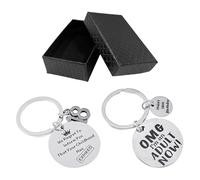 2 Pièces De La Portefeuille De 18 Ans Et De La Boîte Cadeau en 1 Parts, De La Chaîne De Clés en Acier Inoxydable, des Personnages Créatifs, Cadeau d'anniversaire.