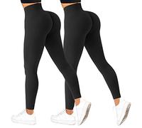 2 pièces de leggings côtelés taille haute pour femmes sans couture avec contrôle du ventre pour le gym, le yoga, la course à pied et le fitness, Noir , M