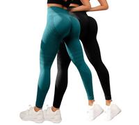 2 pièces de leggings de gym pour femmes - Anti-cellulite - Pour la course à pied - Compression 3D - Taille haute - Legging de sport - Effet scrunch fesses - Levage des fesses - Legging sans couture