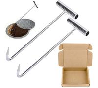 Lot de 2 crochets de levage pour couvercle d'égout - Pour charges lourdes - En acier inoxydable - 30 cm - Argenté