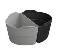 2 pièces de liners en silicone pour mijoteuse, séparateur demi-rond réutilisable gris et noir, résistants à la chaleur, faciles à nettoyer, poignées, fond antidérapant, pour camping et pique-niques