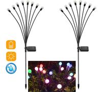 2 pièces de lumière solaire de jardin luciole avec 8 LEDs piquet de terre, lampe solaire extérieure étanche IP65, éclairage décoratif pour jardin cour balcon, multicolore