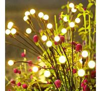 2 pièces de lumière solaire luciole étanche extérieur lampe de pelouse pour jardin terrasse chemin cour paysage décoration, blanc chaud, 10LEDs