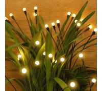 2 pièces de lumière solaire luciole étanche extérieur lampe de pelouse pour jardin terrasse chemin cour paysage décoration, blanc chaud, 6LEDs