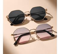 2 pièces de lunettes de mode géométriques en métal pour femmes pour les vacances à la plage tropicale, les courses, les activités de plein air décontractées, les accessoires de street snap. Tenue élég